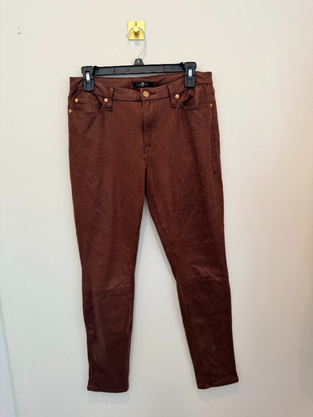 7 For All Mankind Women's Faux Leather Skinny Ankle Jeans - Brown Size 31